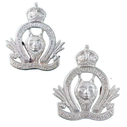 Pre-WW1 Canadian Militia 29th Light Horse Officer's Collar Badge Pair