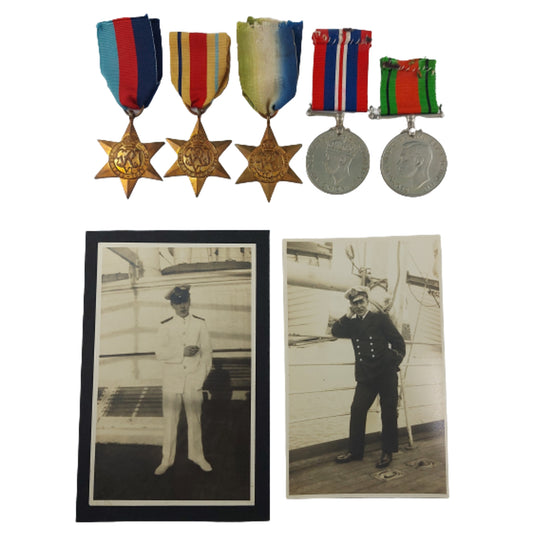 WW2 British BN Royal Navy Medal Set And Photos