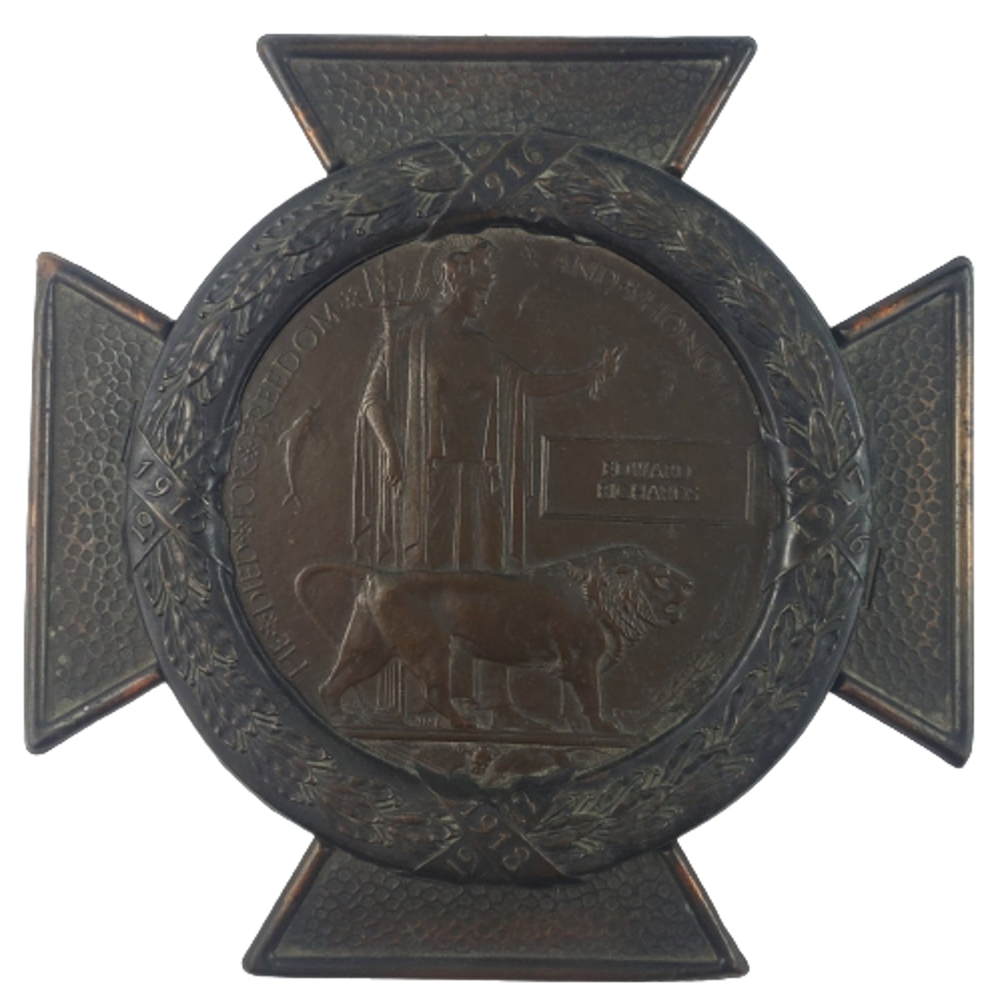 WW1 British Memorial Plaque In Frame