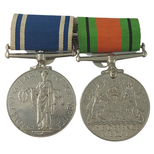 WW2 Medal Pair Exemplary Police Service And Defense Medal