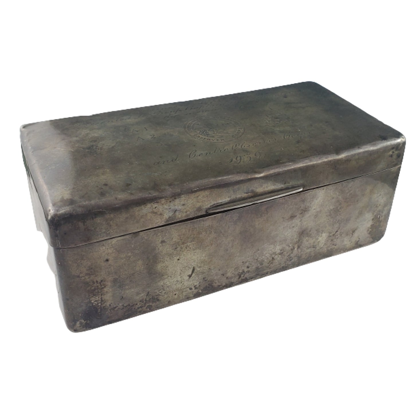 WW2 British Name Engraved Royal Observer Corps Presentation Sterling Silver Cigarette Case - M.C. Recipient