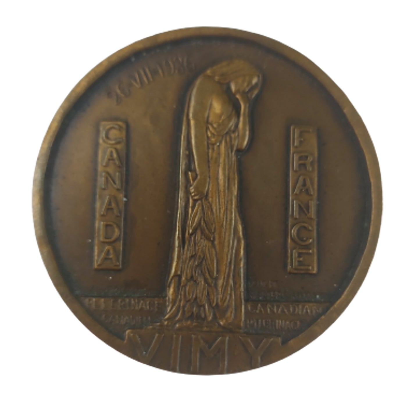 Pre-WW2 Canadian Vimy Pilgrimage Souvenir Medal 1936
