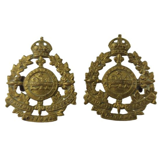 WW1 Canadian 211th Academie de La Salle Cadet Corps Collar Badge Pair