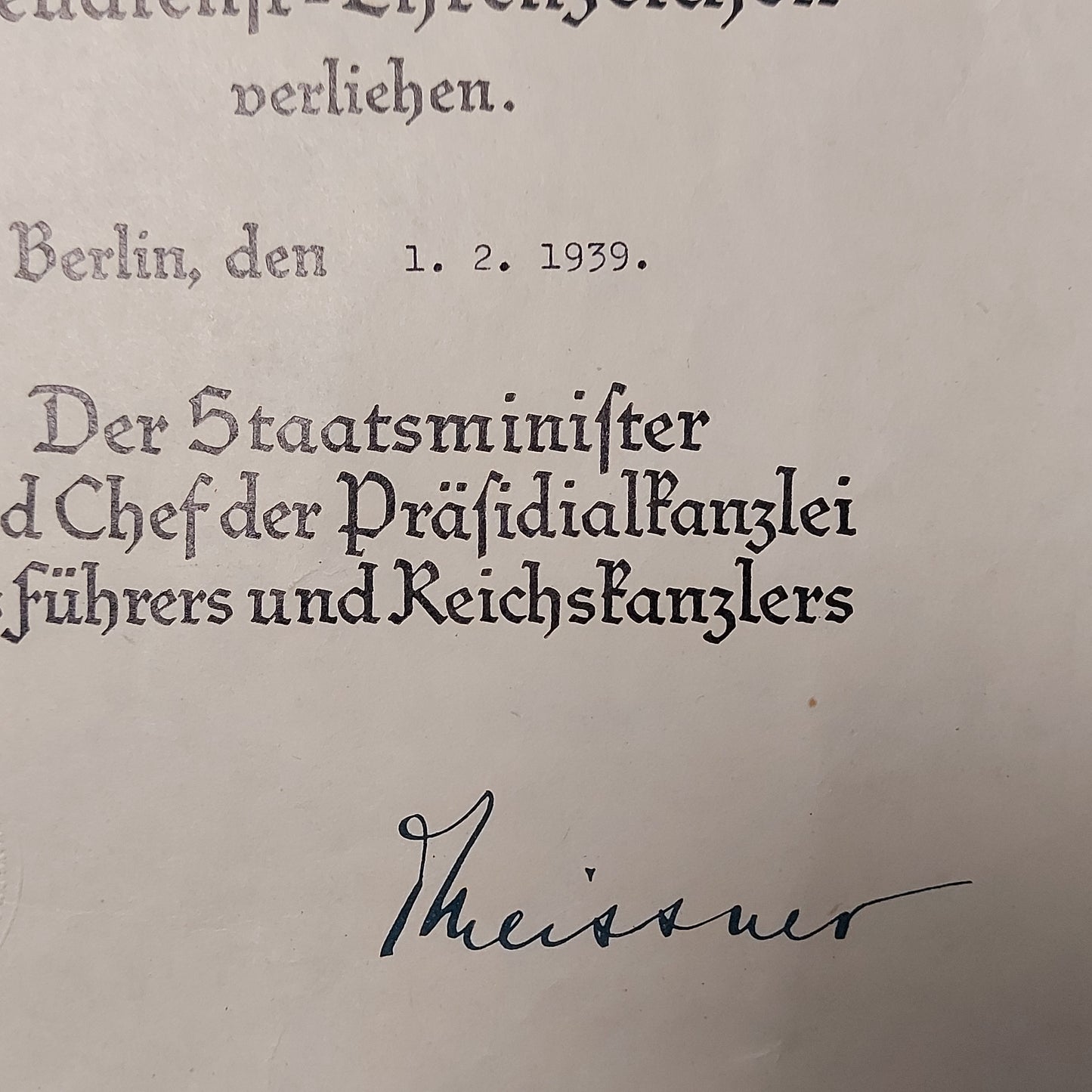 WW2 German Army 25 Year Faithful Service Award With Document 1939
