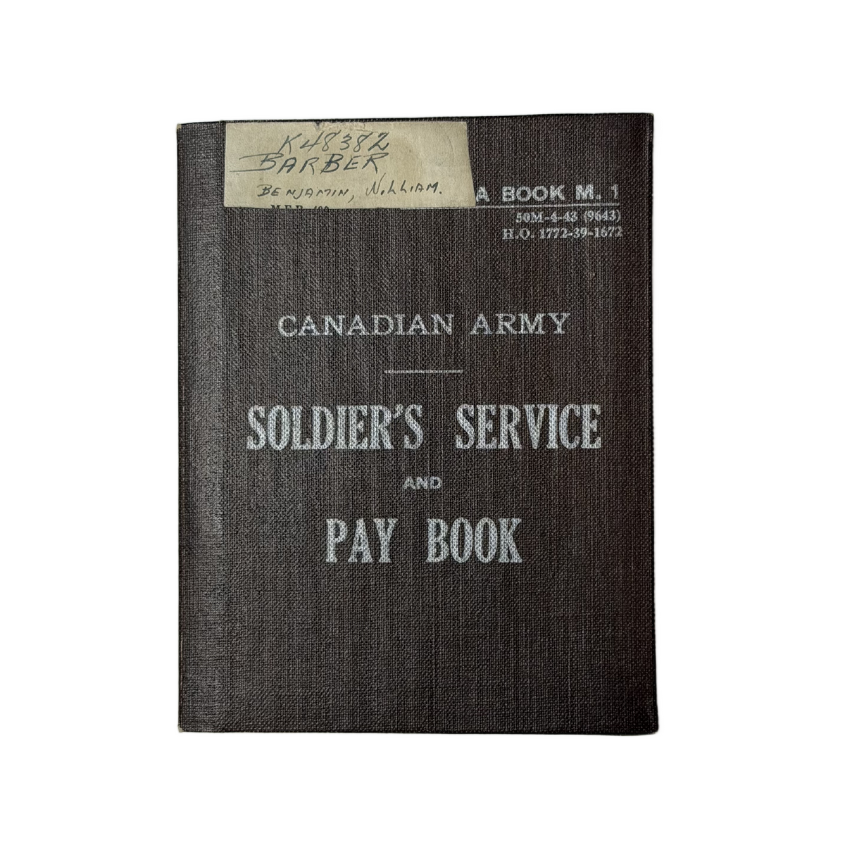 WW2 Canadian Army Pay Book Westminster Regiment