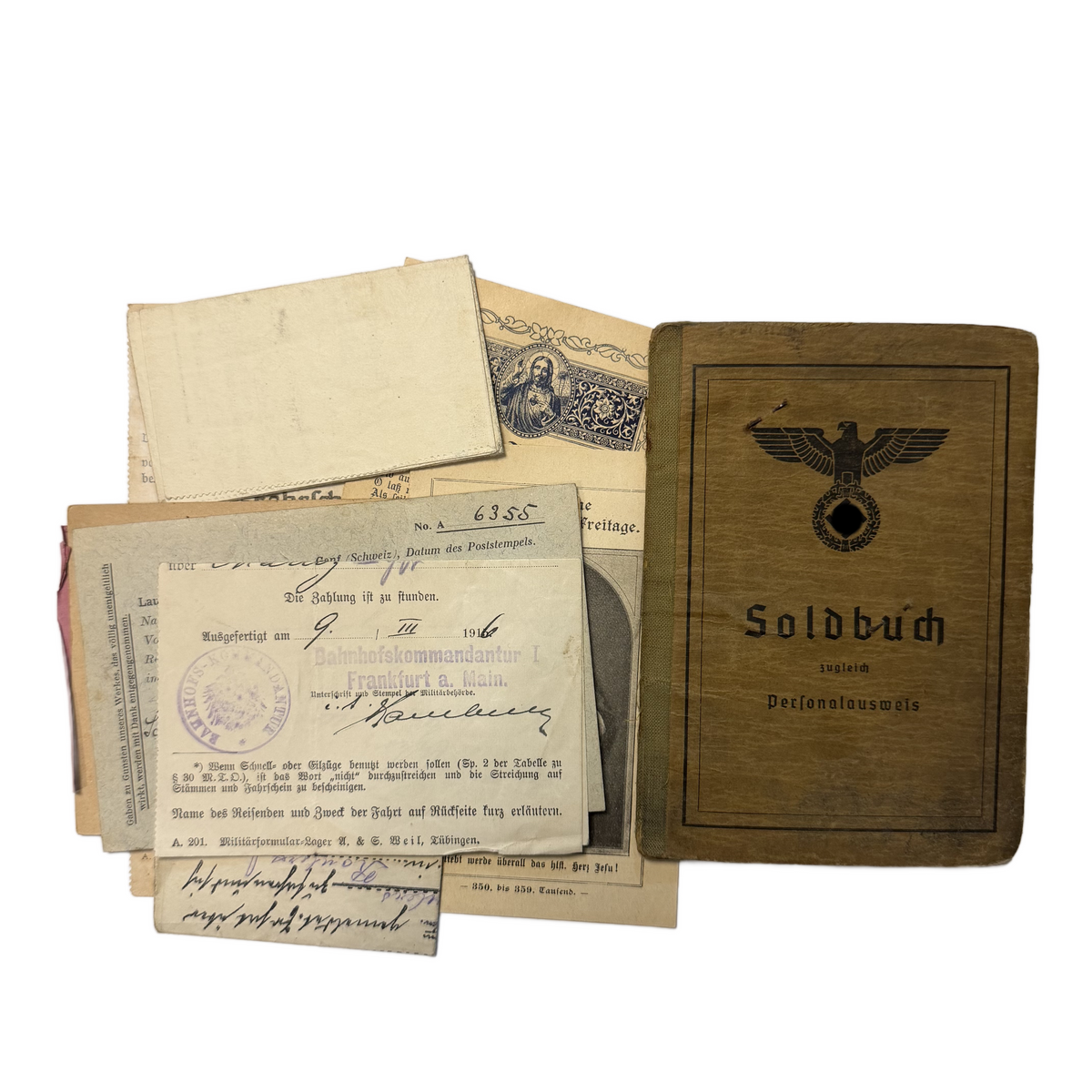 WW2 German Army Soldbuch Book With Documents