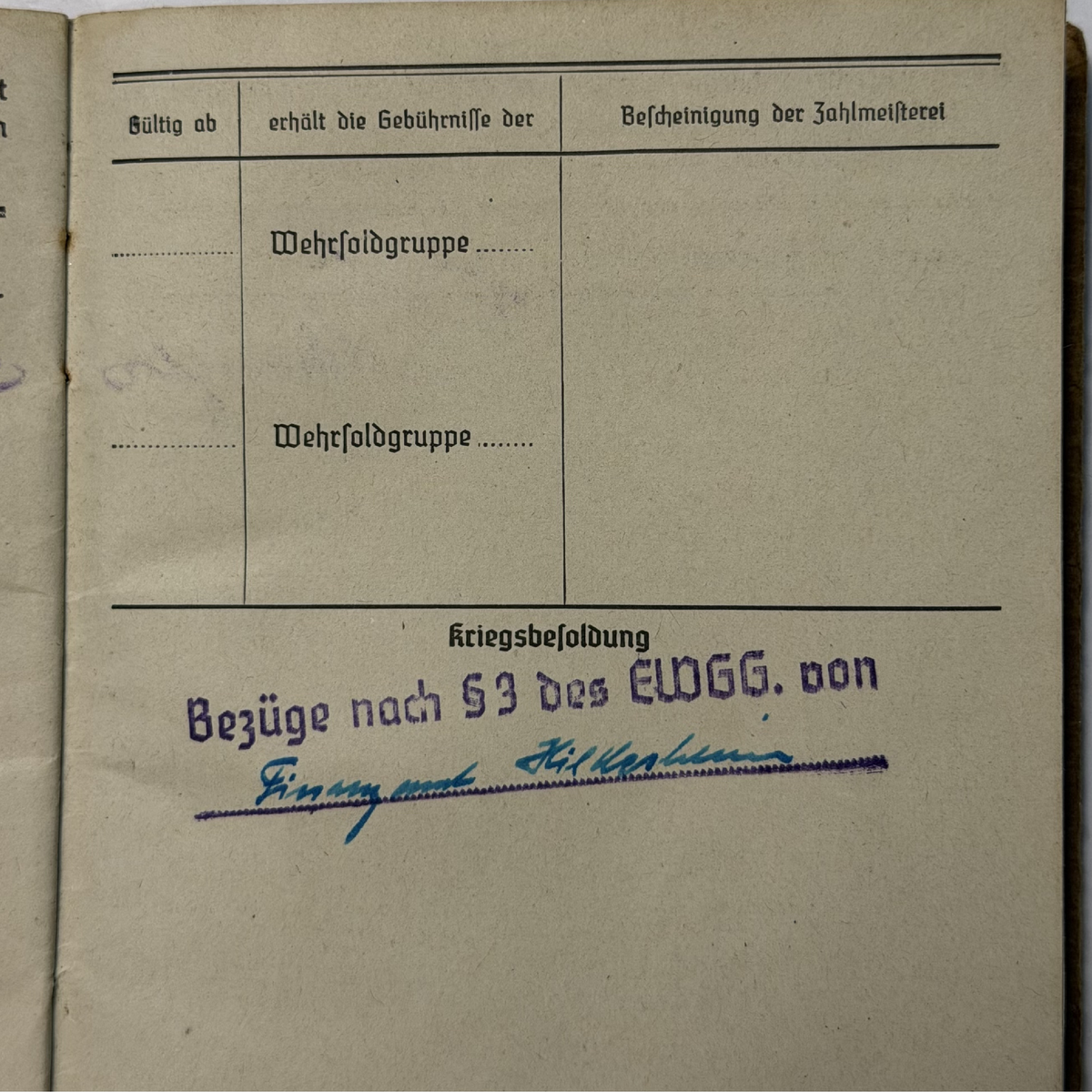 WW2 German Army Soldbuch Book With Documents