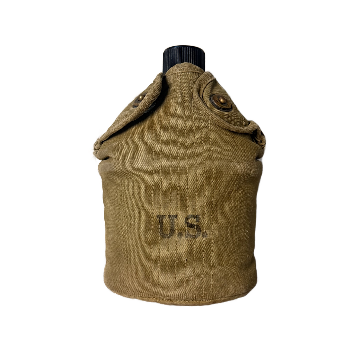 WW2 United States Army Black Enamel Canteen With Cup And Carrier