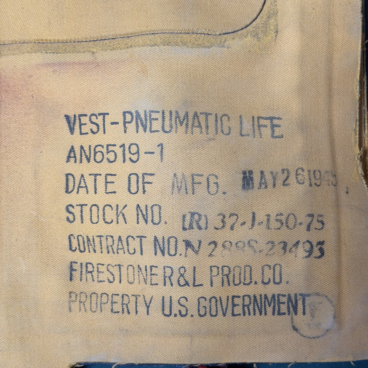 WW2 United States Army air Force USAAF Mae West Pneumatic Life Vest 1945