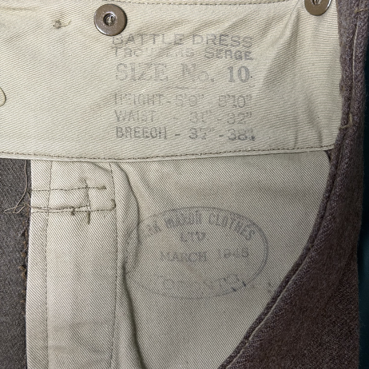 WW2 Canadian Army Battle Dress Trousers 1945 Size 10