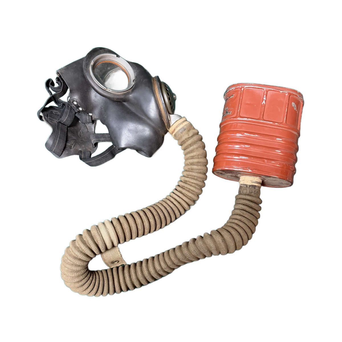 WW2 British Named No.4 Mk.III Long Hose Gas Mask And Carrier 1940