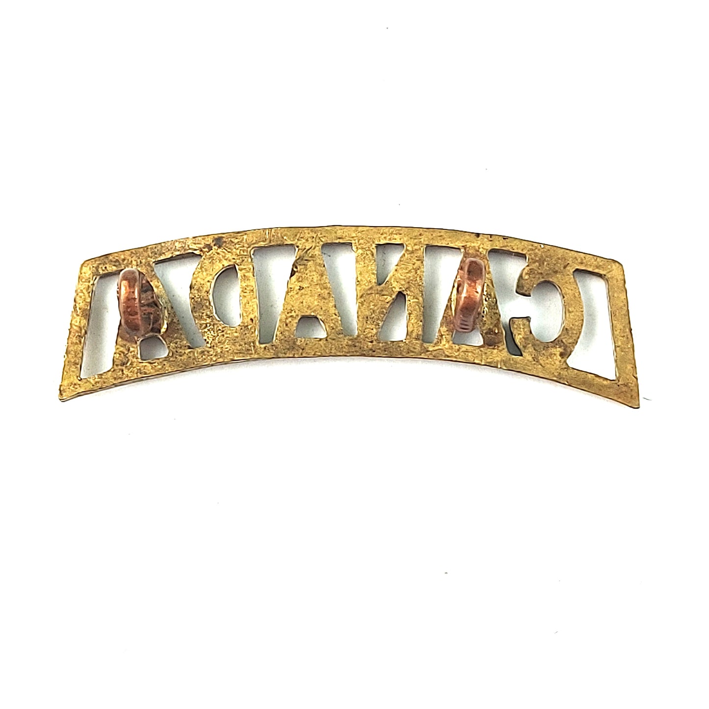 WW2 CANADA Brass Shoulder Title - Voided Banner