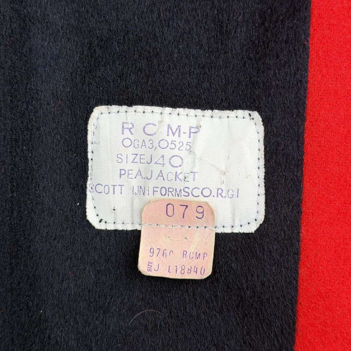 Post-WW2 Canadian Royal Canadian Mounted Police RCMP Pea Coat Size 40