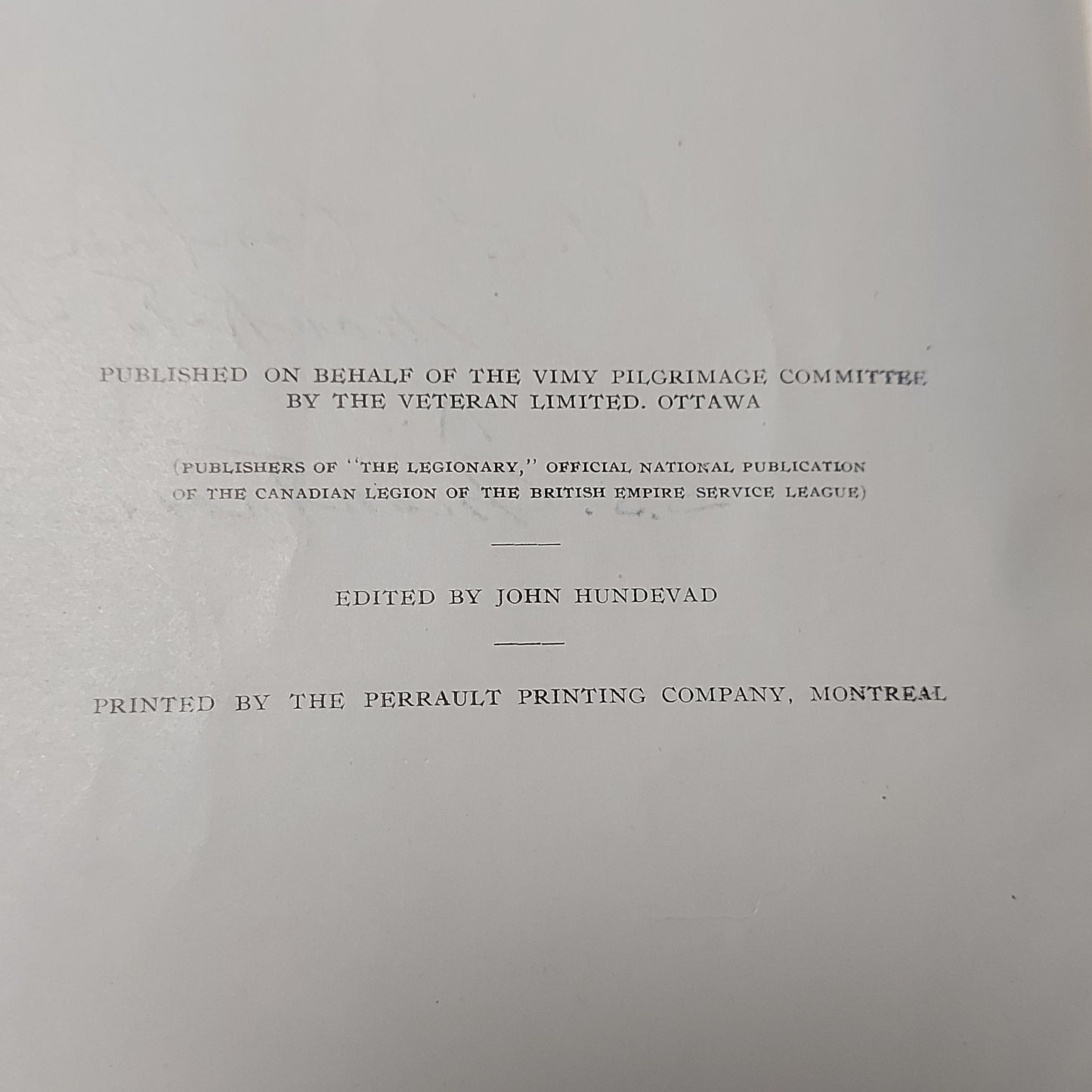 Pre-WW2 Canadian Legion The Vimy Pilgrimage July 1936 Book