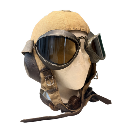 WW2 German Luftwaffe LKpS101 Summer Flight Helmet And Goggles