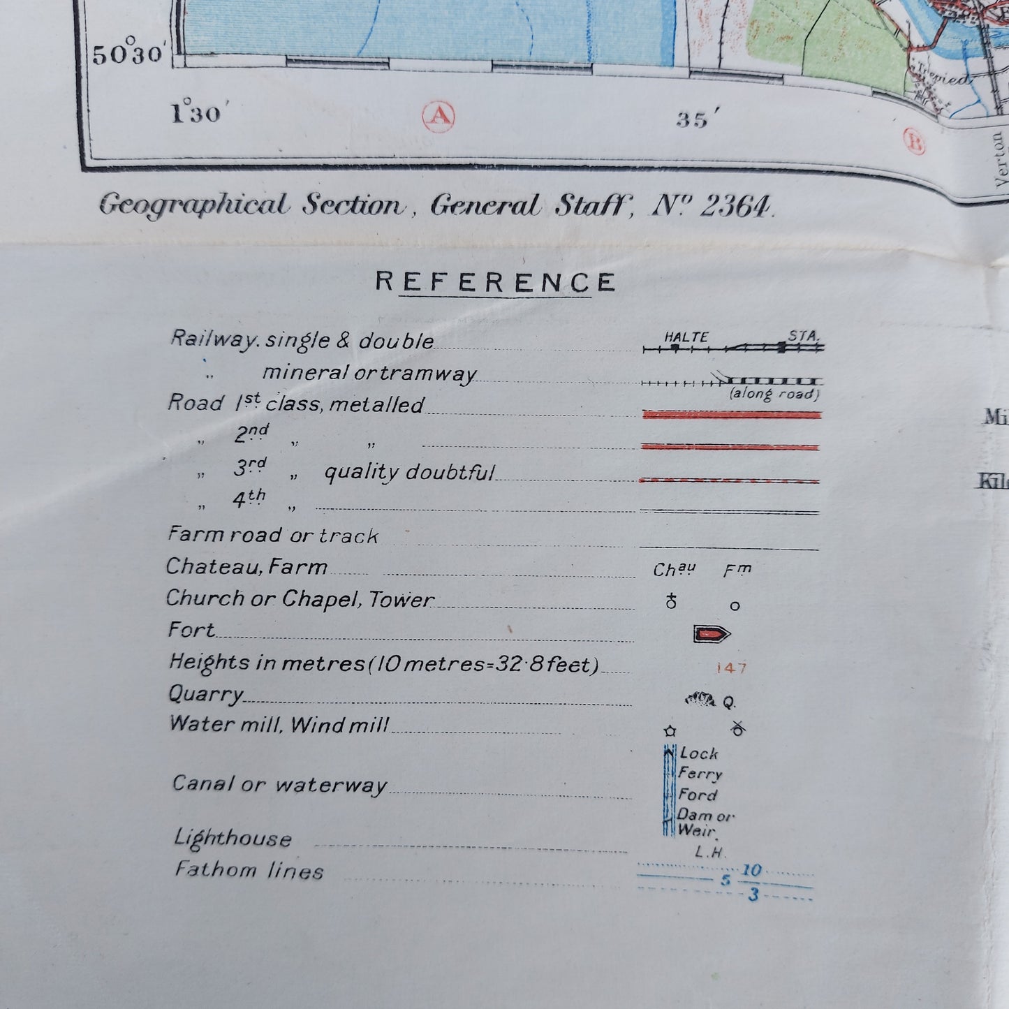 WW1 British Linen Ordnance Map Calais France 1915