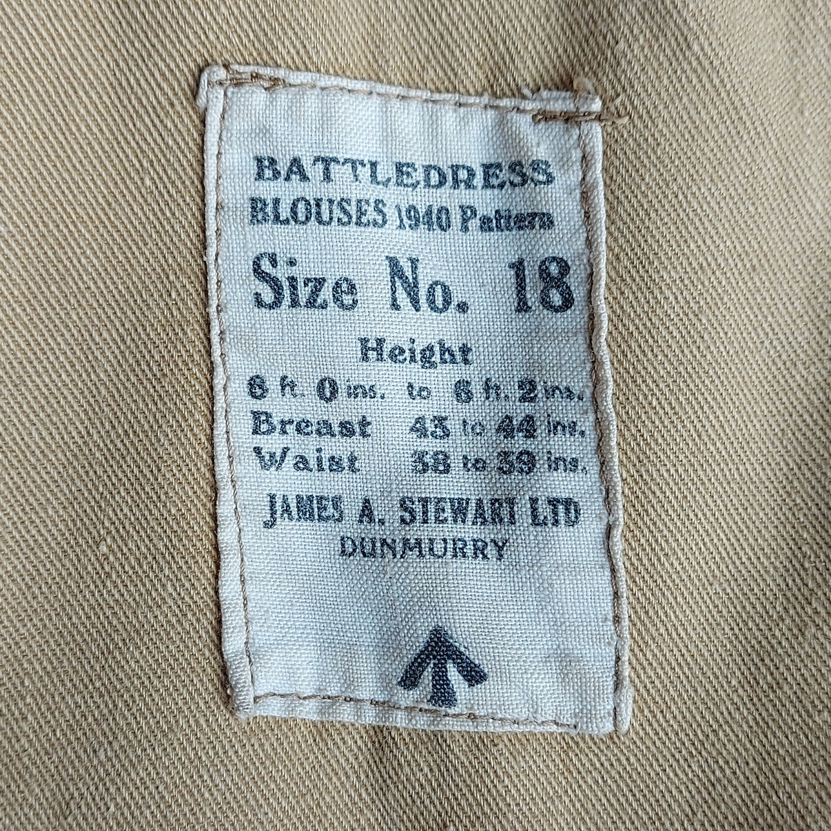 WW2 British Pattern 1940 Battle Dress Tunic Size 18 No Insignia