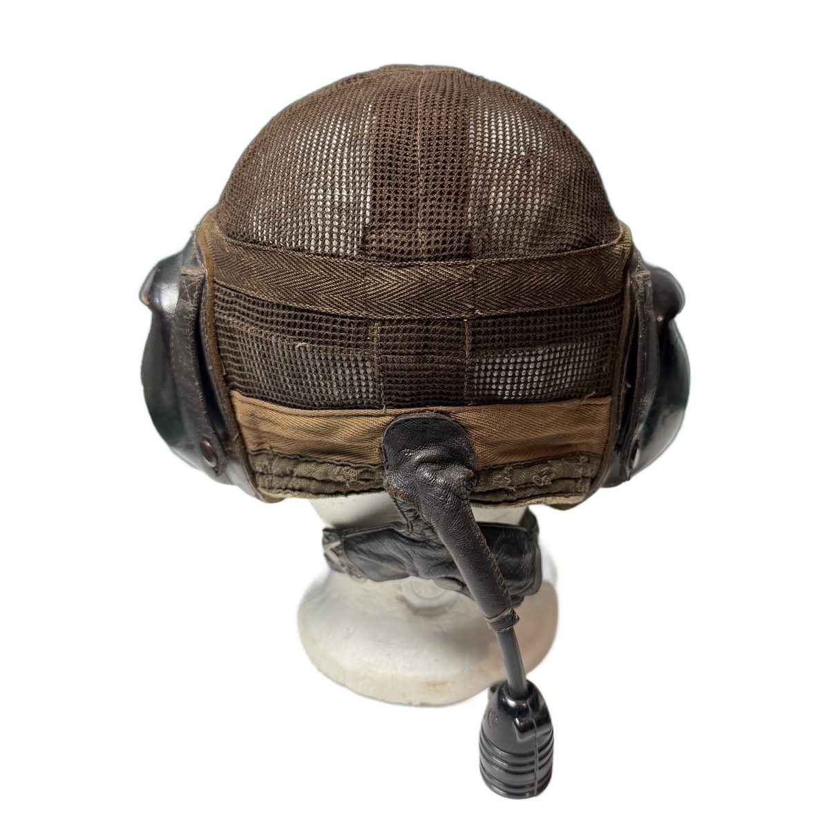 WW2 German Luftwaffe LKpN101 Summer Flight Helmet With Throat Microcphone