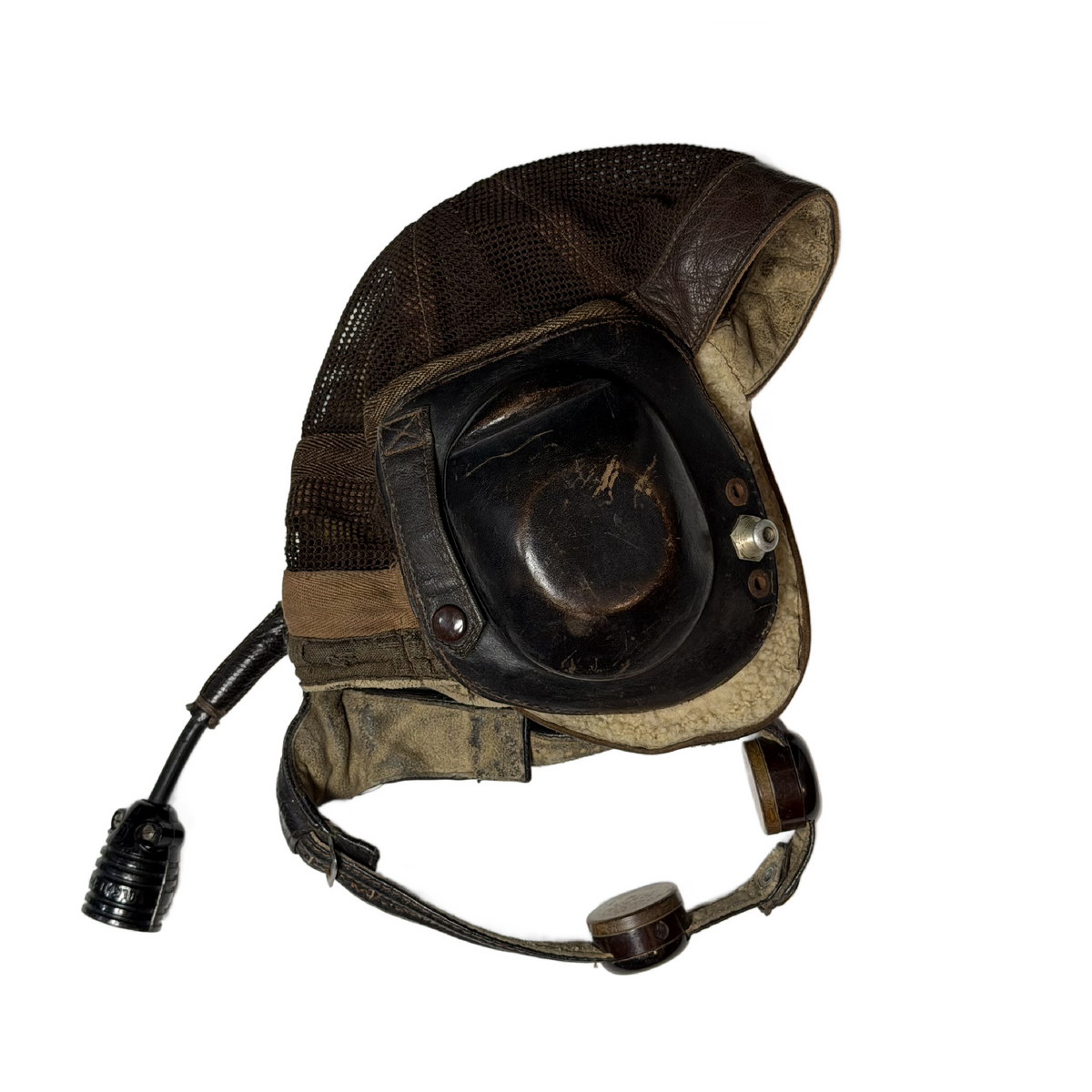 WW2 German Luftwaffe LKpN101 Summer Flight Helmet With Throat Microcphone