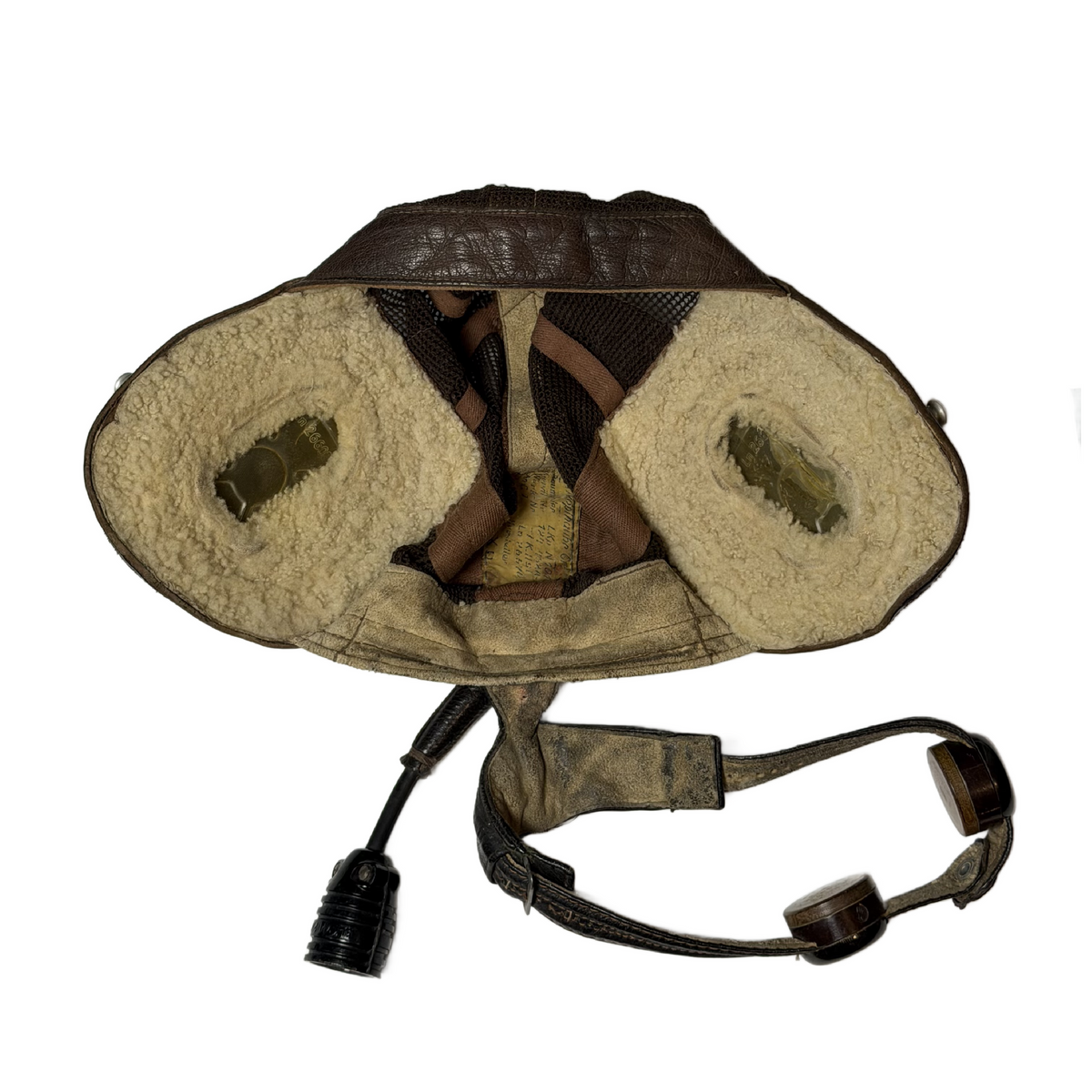 WW2 German Luftwaffe LKpN101 Summer Flight Helmet With Throat Microcphone