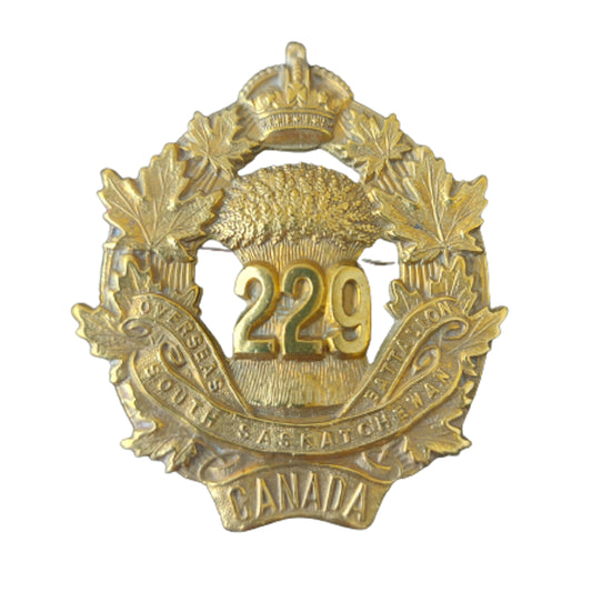 WW1 Canadian 229th Battalion Cap Badge - South Saskatchewan Regiment -Chrichtons Moose Jaw