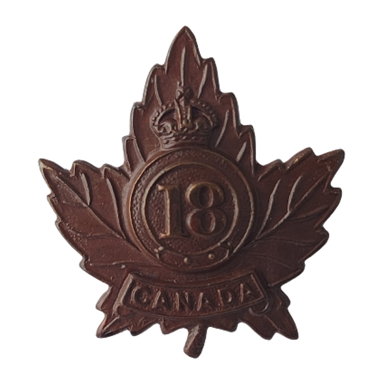 WW1 Canadian 18th Battalion Officer's Collar Badge -London Ontario