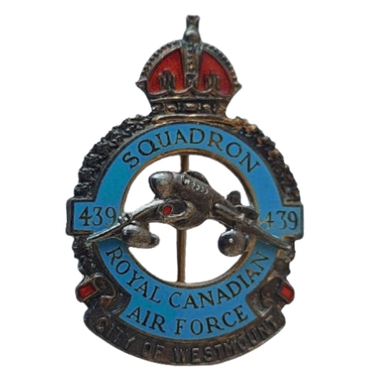 RCAF Royal Canadian Air Force Squadron 439 Sterling Silver Pin -Birks