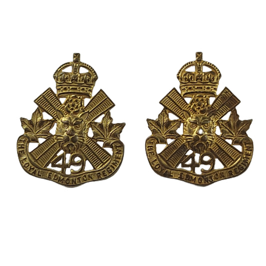 WW2 Canadian 49th Loyal Edmonton Regiment Collar Badge Pair