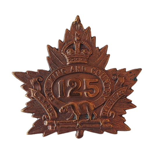 WW1 Canadian 125th Battalion Cap Badge -Brantford Ontario