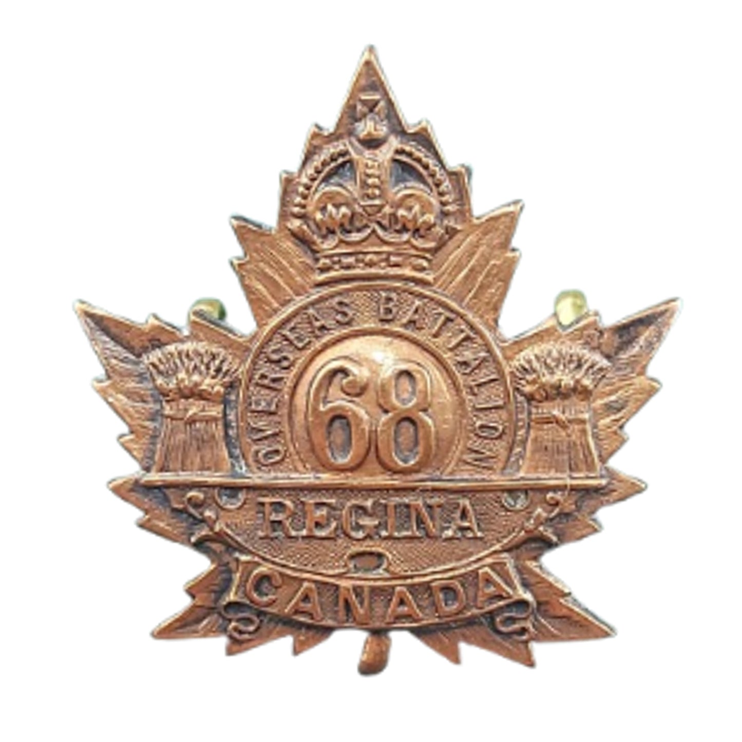 WW1 Canadian 68th Battalion Collar Badge -Regina Saskatchewan -R.J. Inglis