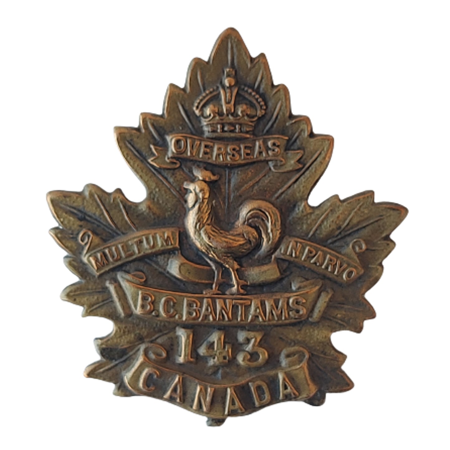 WW1 Canadian 143rd Battalion Cap Badge -British Columbia Bantams