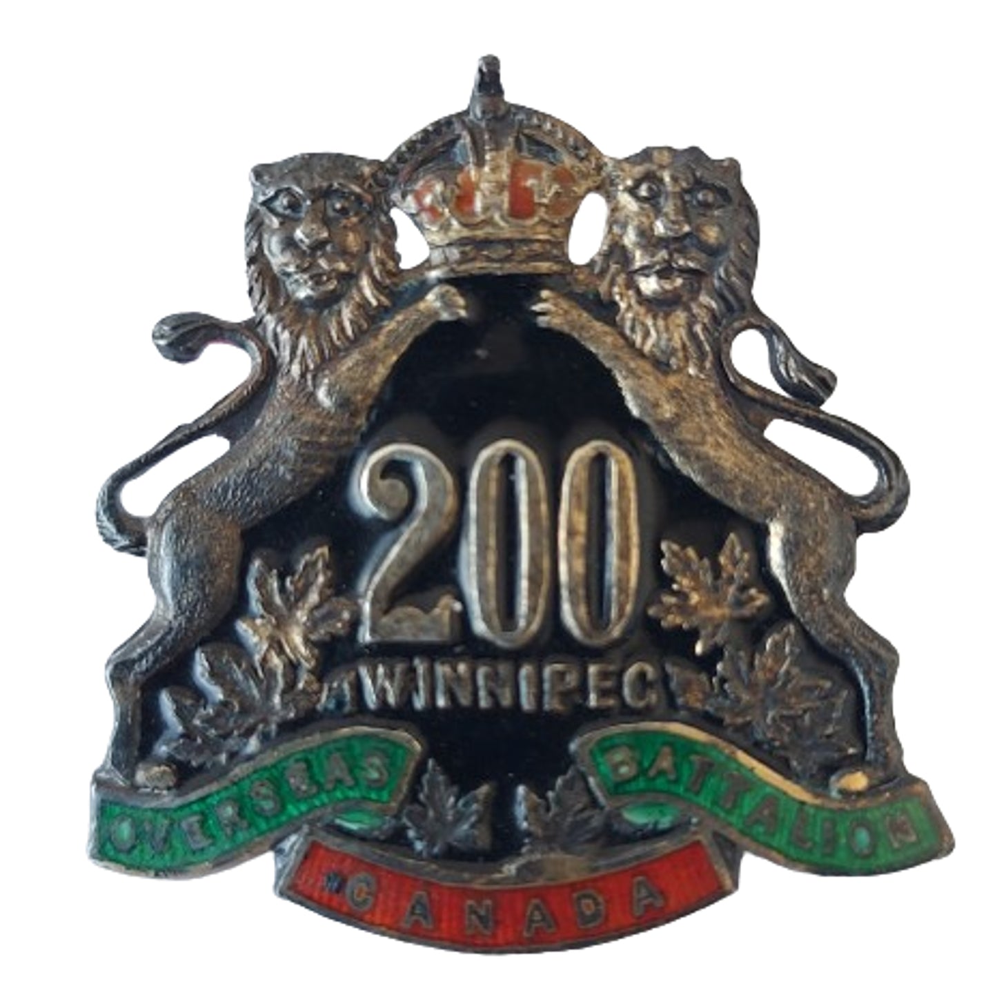 WW1 Canadian 200th Battalion Sterling Silver Sweetheart Badge -Winnipeg Manitoba