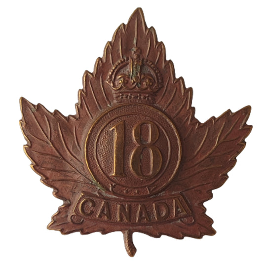 WW1 Canadian 18th Battalion Officer's Cap Badge -Toronto Ontario