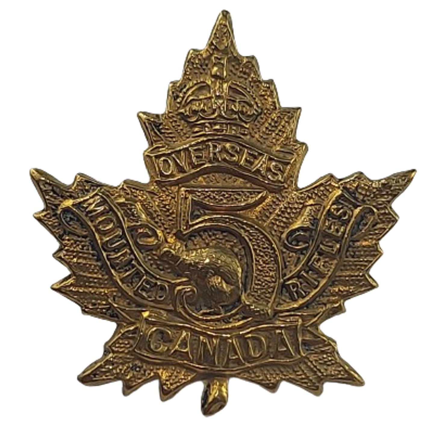 WW1 Canadian 5th CMR Canadian Mounted Rifles Collar Badge