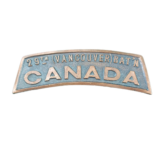 WW1 Canadian CEF 29th Battalion Vancouver Metal Shoulder Title