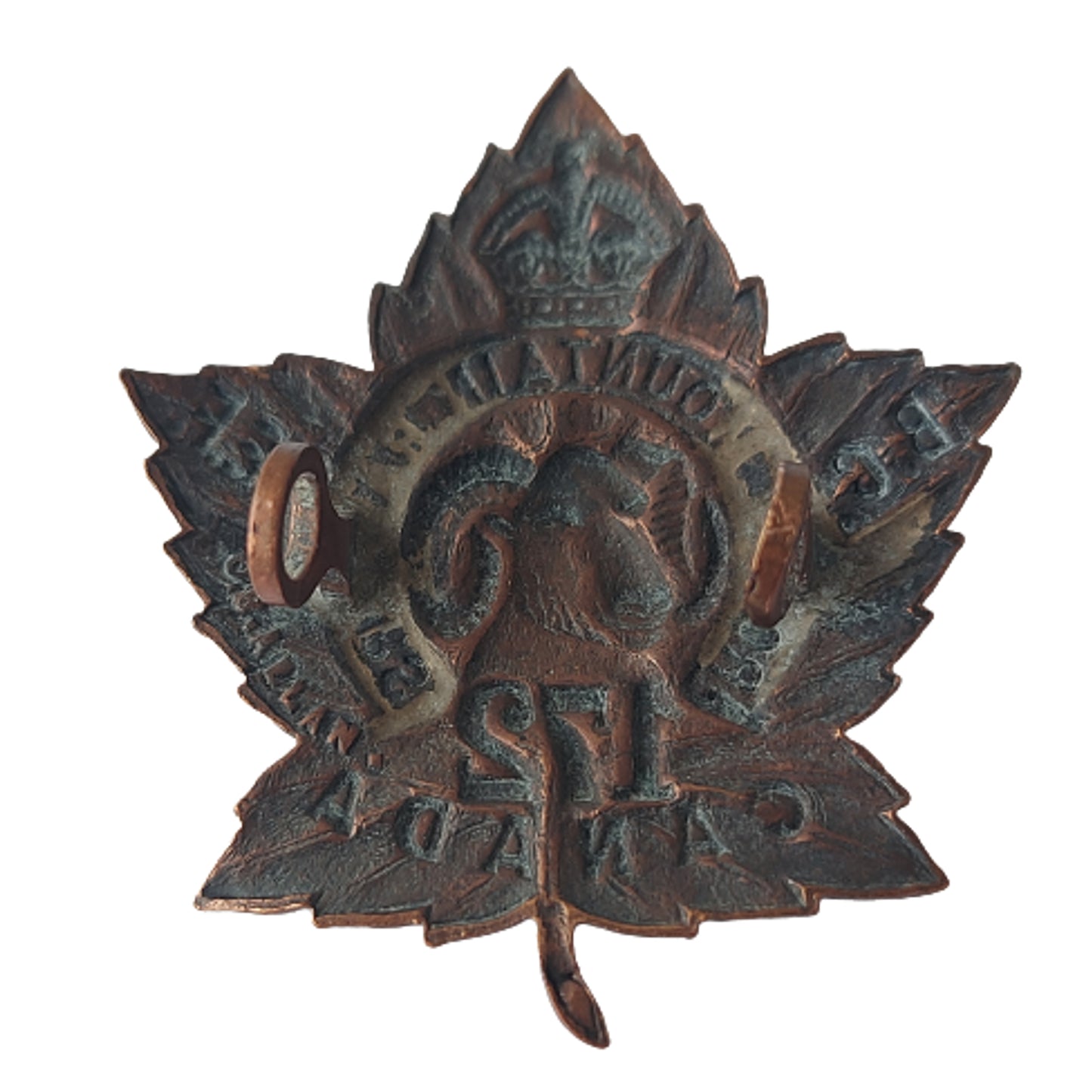 WW1 Canadian 172nd Battalion Cap Badge -Rocky Mountain Rangers