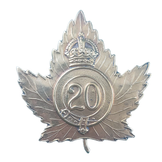 WW1 Canadian 20th Battalion 1st Central Ontario Regiment Cap Badge