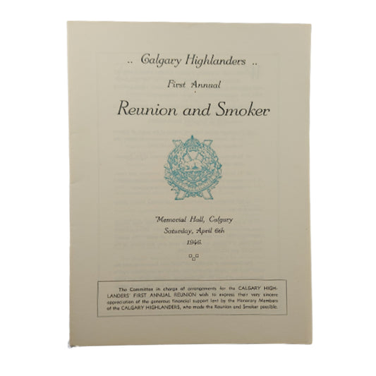 1946 Calgary Highlanders 1st Annual Reunion And Smoke Menu