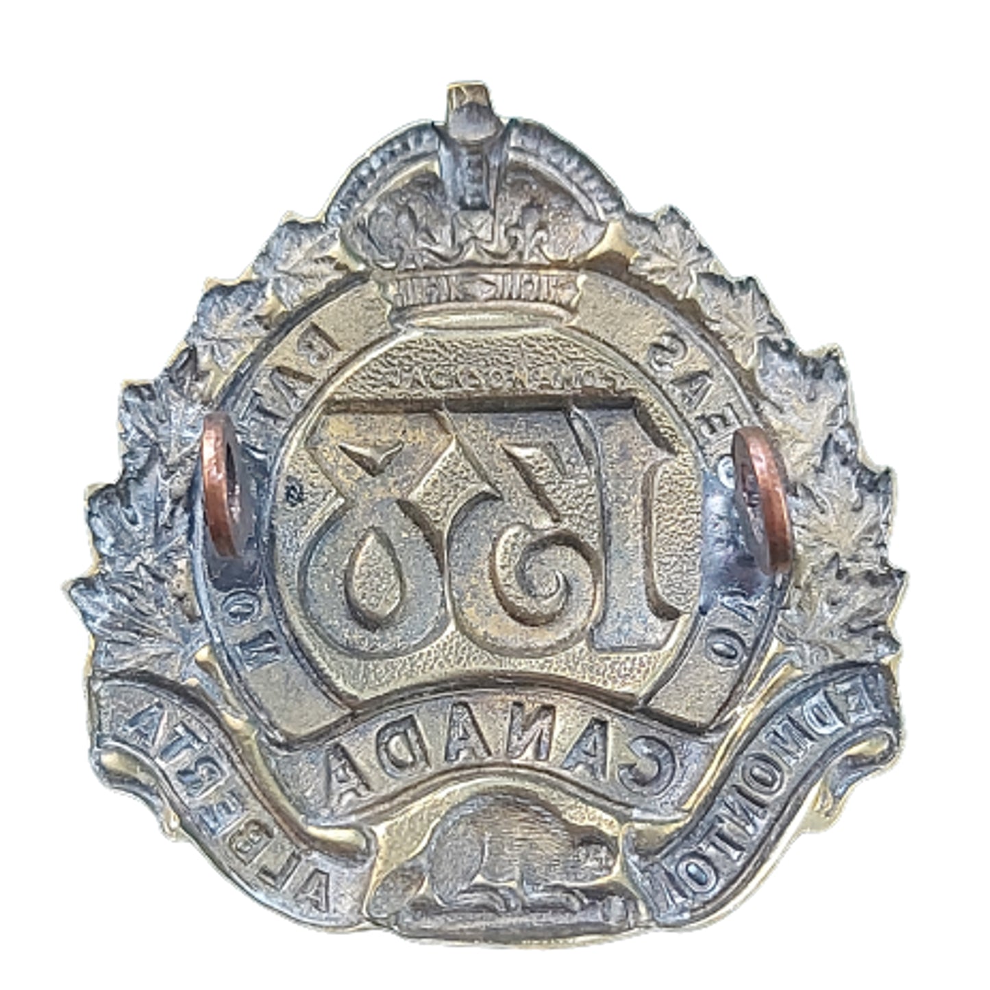 WW1 Canadian 138th Battalion Edmonton, Alberta Cap Badge -Maker Marked Jackson