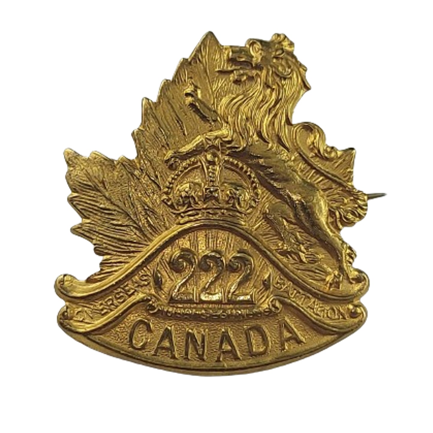 WW1 Canadian 222nd Battalion Officer's Collar Badge -Winnipeg Manitoba