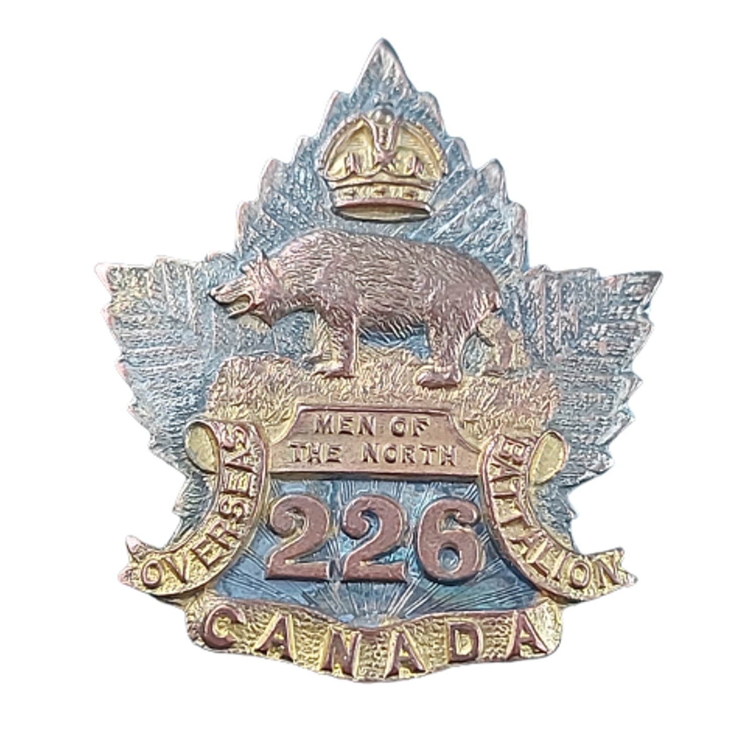 WW1 Canadian 226th Battalion Officers Collar Badge -Men Of The North