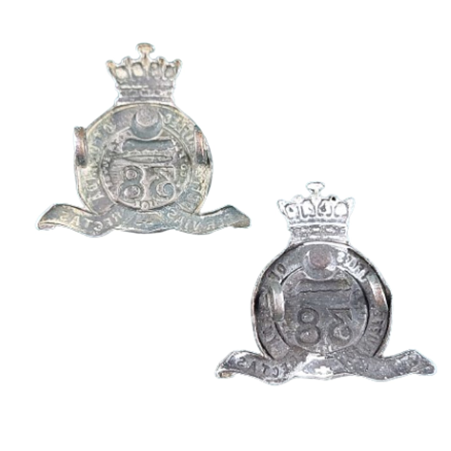 Pre-WW1 38th Dufferin Rifles of Canada Officer's Collar Badge Pair