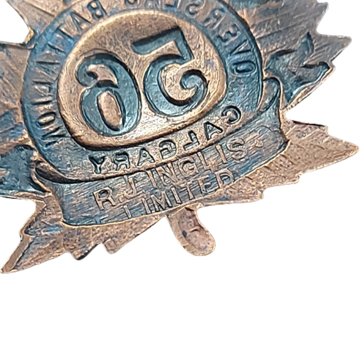 WW1 Canadian 56th Battalion Cap Badge- Calgary Alberta -R.J. Inglis