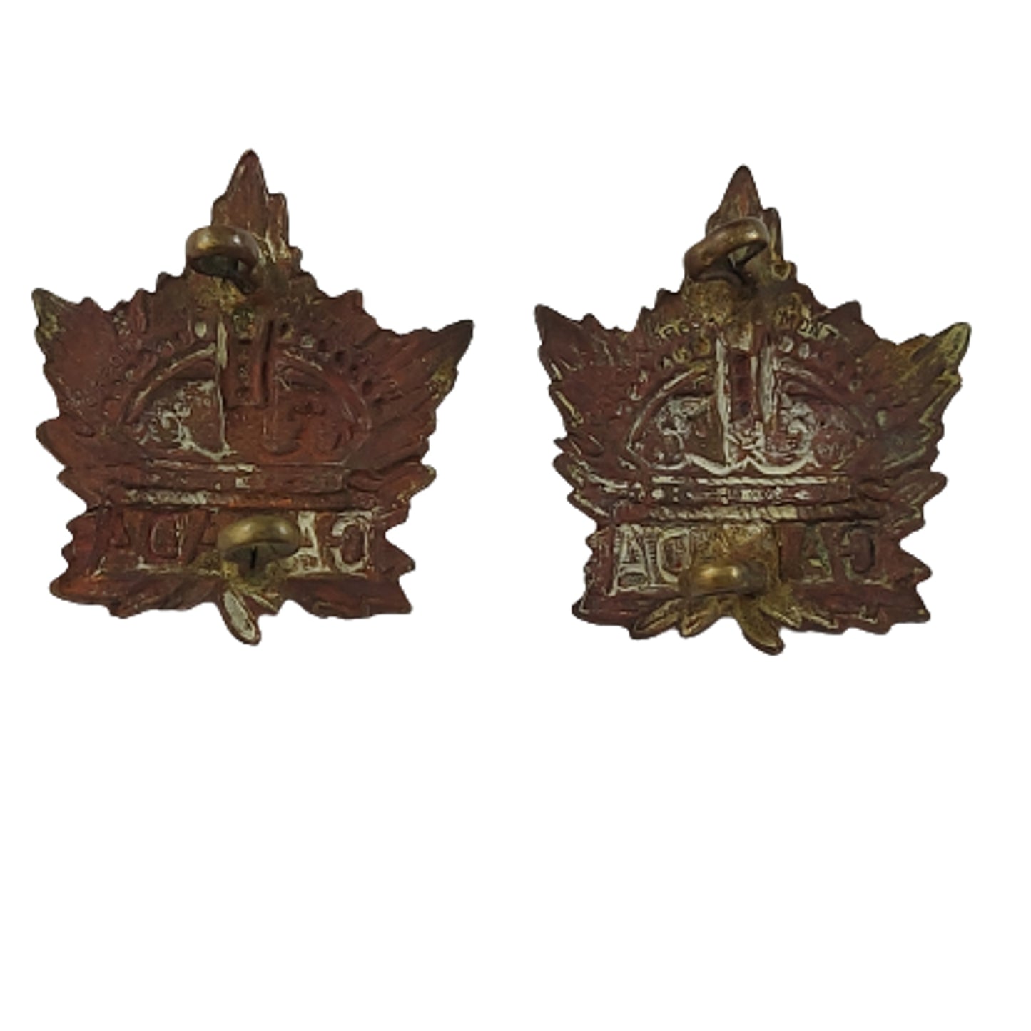 WW1 Canadian General Service Collar Badge Pair Caron Bros. 1915