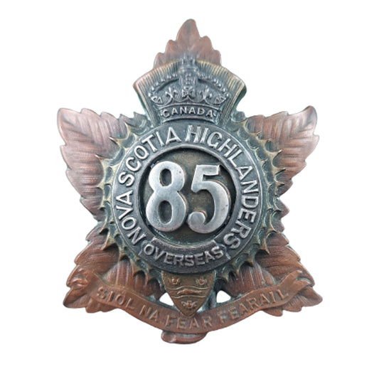 WW1 Canadian 85th Battalion (Nova Scotia Highlanders) Officer's Glengarry Cap Badge