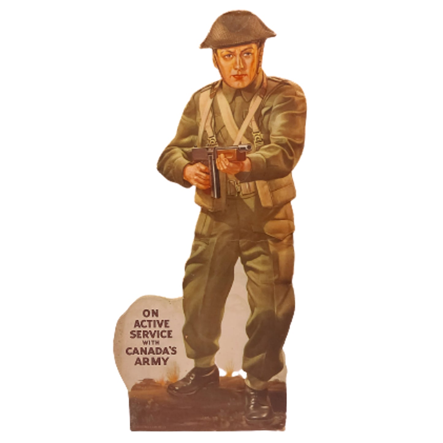 WW2 Canadian On Active Service With Canada's Army Counter Top Recruiting Stand Up