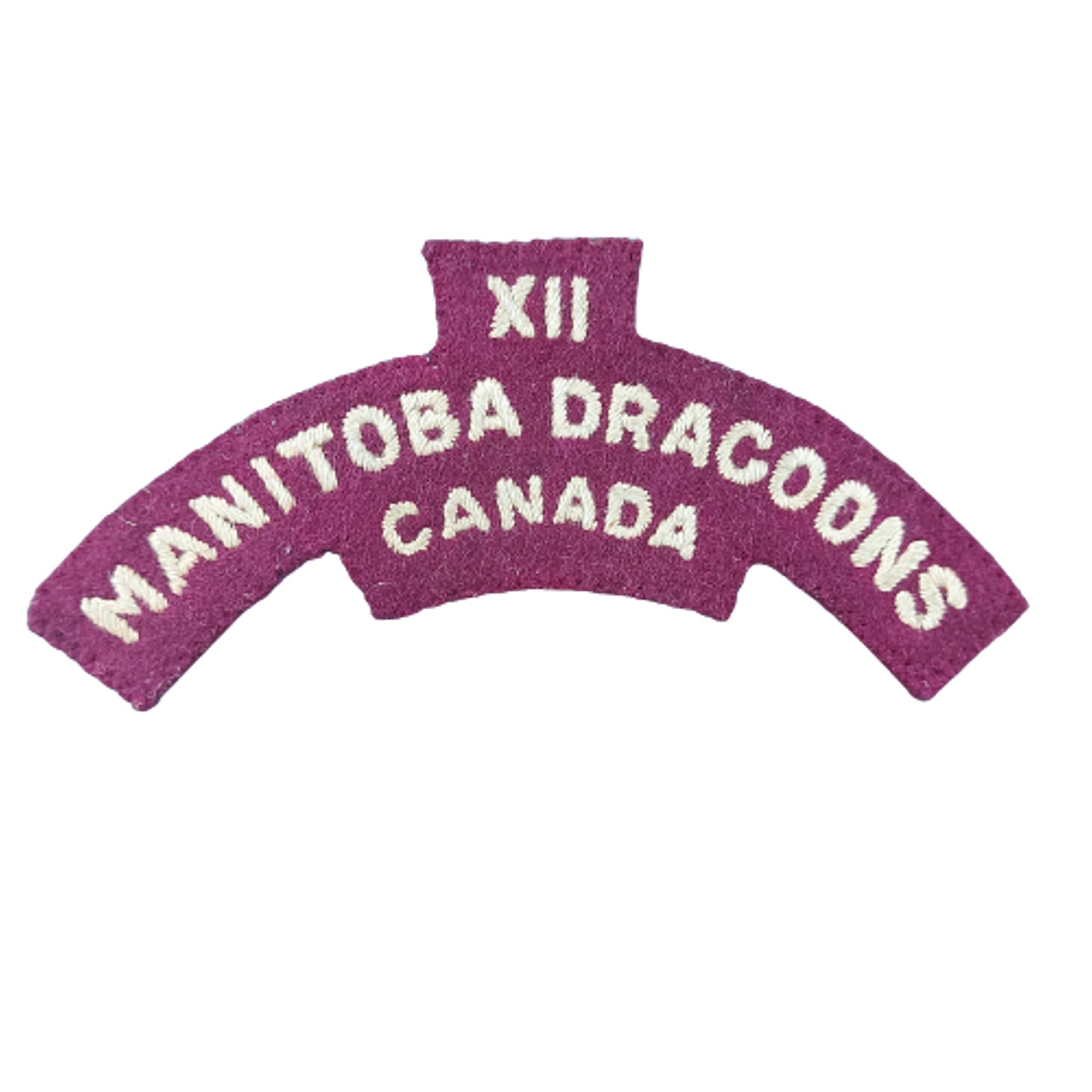 WW2 Canadian 12th Manitoba Dragoons Cloth Shoulder Title