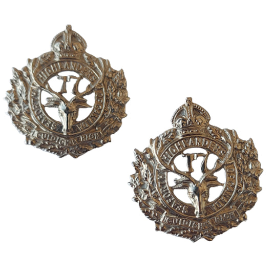 WW1 Canadian 17th Battalion Collar Badge Pair -Seaforth Highlanders