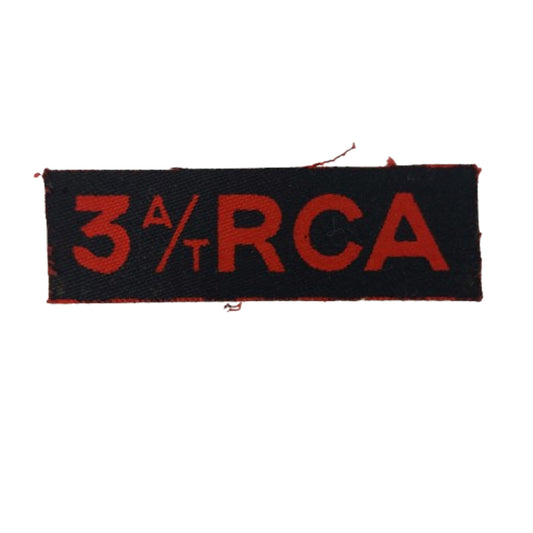 WW2 Canadian 3 A/T RCA Royal Canadian Artillery Printed Canvas Shoulder Title
