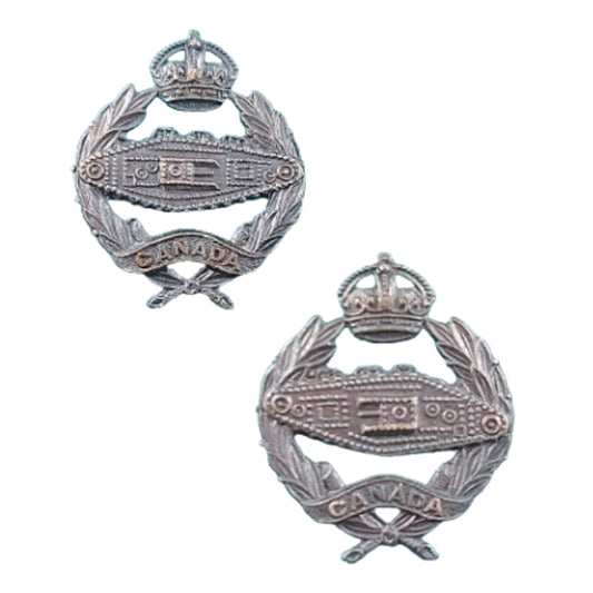 WW2 Canadian Armoured Corps Officers Collar Badge Pair